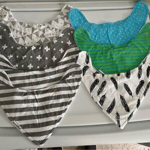 Stylish Baby Bandana Bibs Set - Gray, Blue, Green, and White